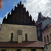 The brick gable was added in the 15th C. to this temple It is the oldest synagogue in Europe still in use today